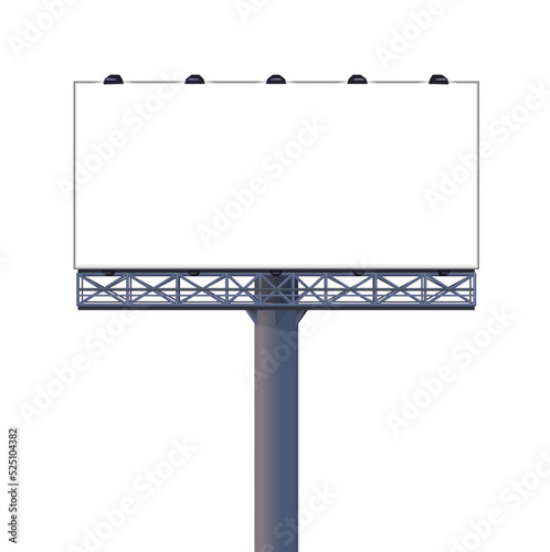Billboard road side. Highway advertisement info board. Commercial promotion realistic banner blank. Vector illustration mock up. Stock image on white background