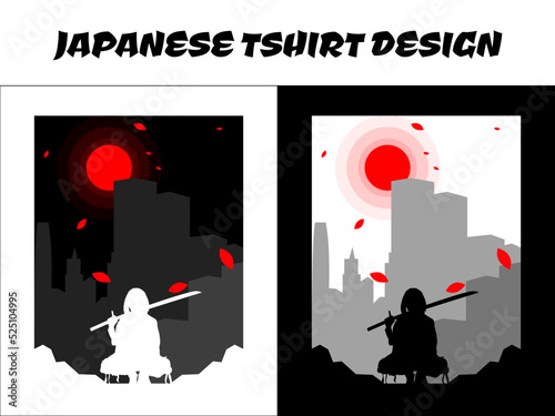 urban female samurai, silhouette japan samurai vector for design t shirt concept, silhouette samurai, Japanese t-shirt design, silhouette for a Japanese theme, Samurai Vector Illustration