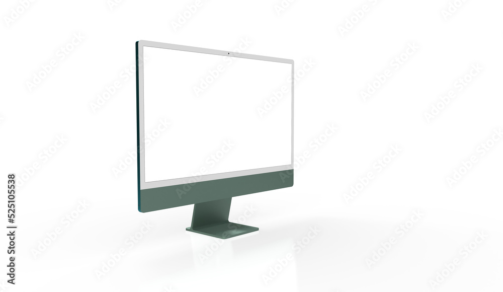 Realistic 3D Computer, with a white screen, isolated on a background Realistic 3D Computer, with a white screen, isolated on a background