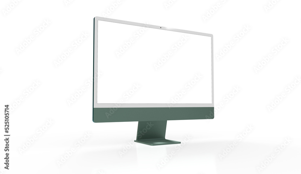 Realistic 3D Computer, with a white screen, isolated on a background Realistic 3D Computer, with a white screen, isolated on a background