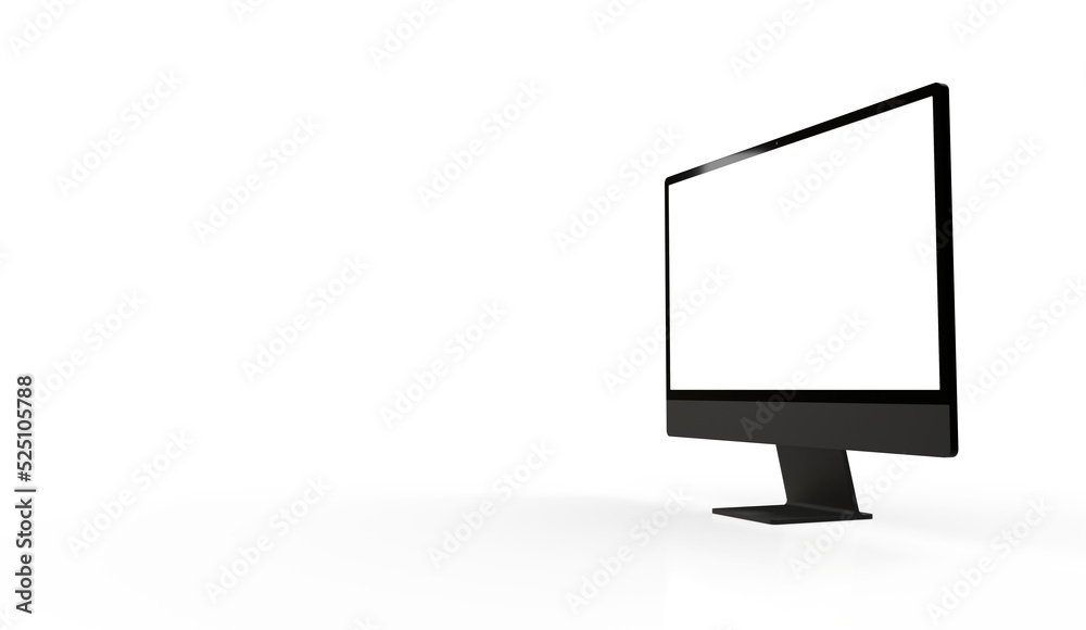 Computer display with blank white screen 3d. Computer display with blank white screen 3d.