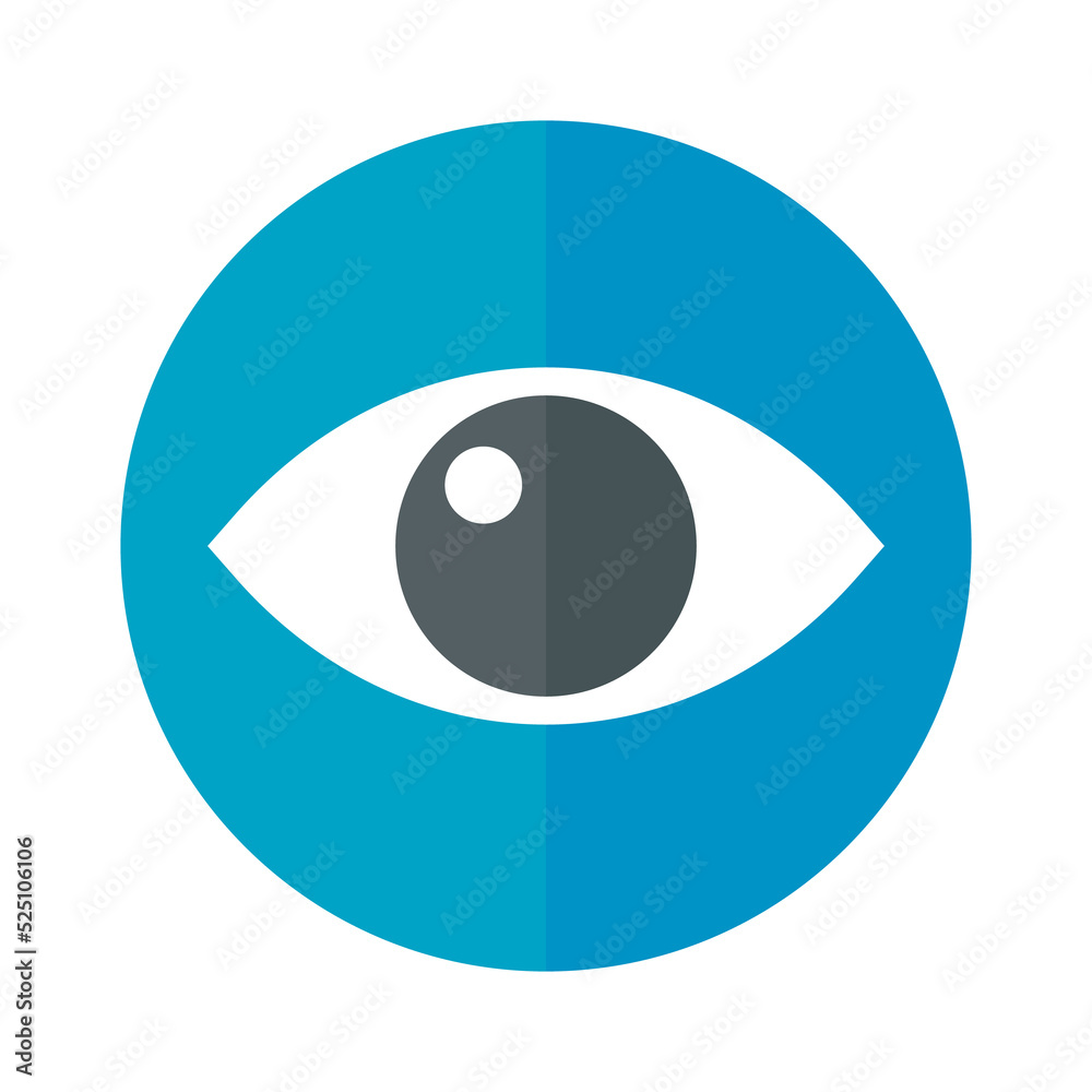 Eye icon. Simple flat eye design Vision care concept Wear glasses for a clear vision.