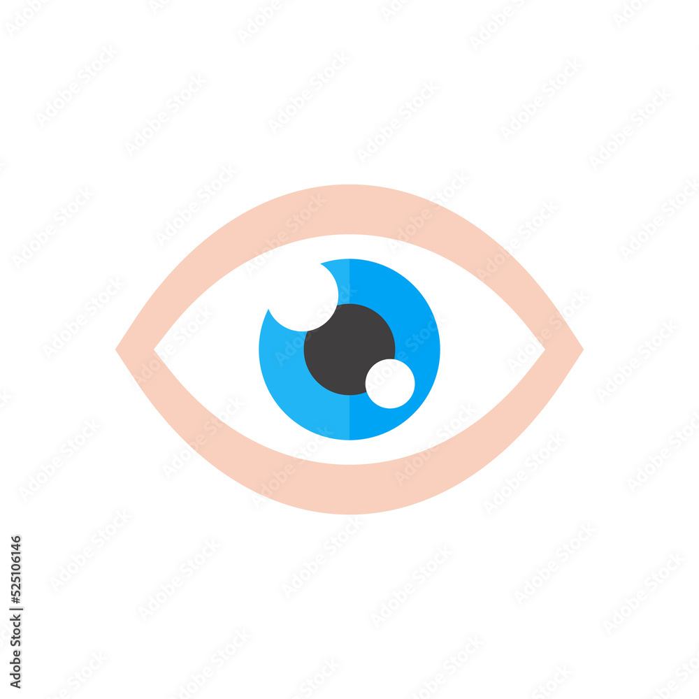 Eye icon. Simple flat eye design Vision care concept Wear glasses for a clear vision. Eye icon. Simple flat eye design Vision care concept Wear glasses for a clear vision.