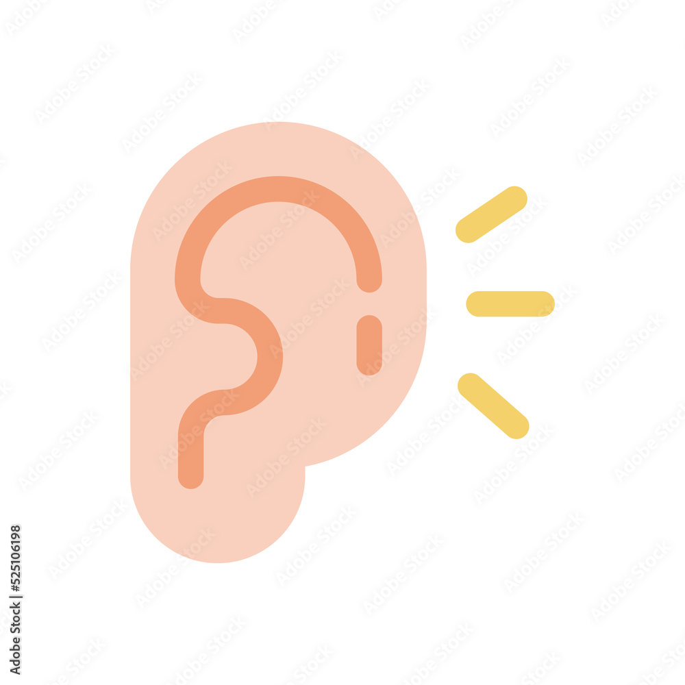 Ear icon. Ear line design The concept of hearing problems Isolated on background Ear icon. Ear line design The concept of hearing problems Isolated on background