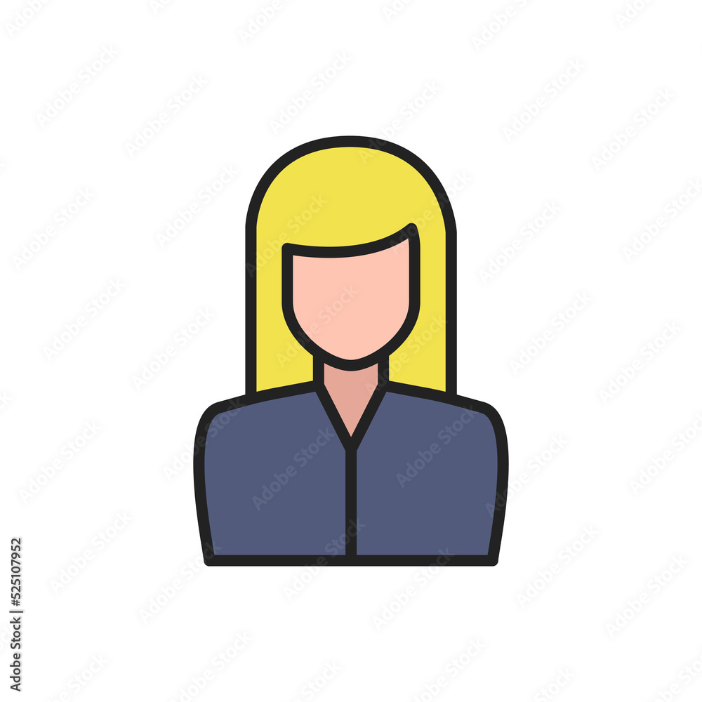 Business woman thin line icon. Colourful linear symbol. Vector illustration. Business woman thin line icon. Colourful linear symbol. Vector illustration.