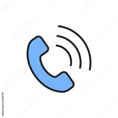 Telephone receiver thin line icon. Colourful linear symbol. Vector illustration.