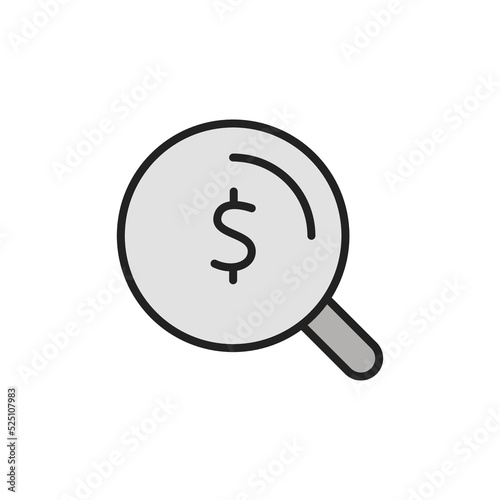 Search for investments thin line icon. Colourful linear symbol. Vector illustration.