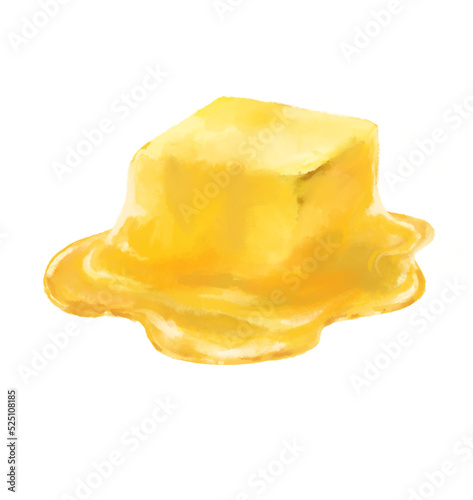 butter slpread melting watercolor illustration dairy product