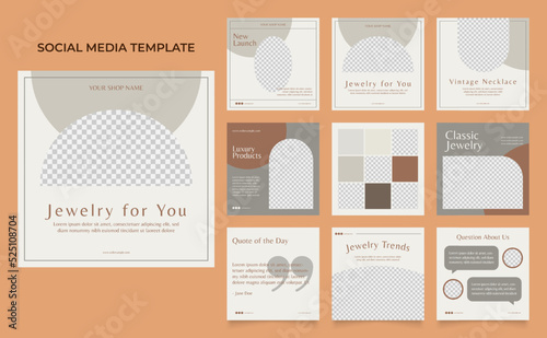 social media template banner jewelry sale promotion. fully editable instagram and facebook square post frame puzzle organic sale poster