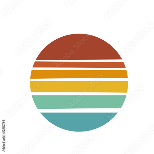 Retro sunset vector design. Vintage summer seaside sunset Isolated on white background.