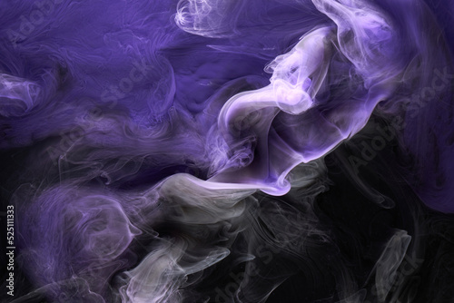 Purple lilac multicolored smoke abstract background, acrylic paint underwater explosion
