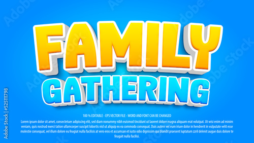 Family gathering 3d fun style editable text effect template