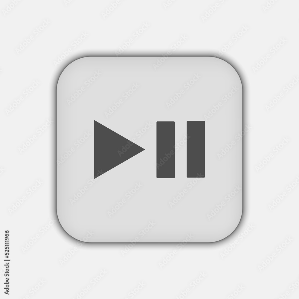 Grey play pause button, flat design style Grey play pause button, flat design style