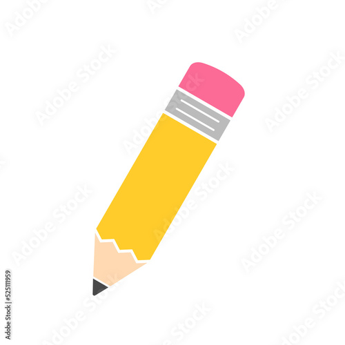 Yellow pencil vector Concept of back to school. Isolated on white background. photo