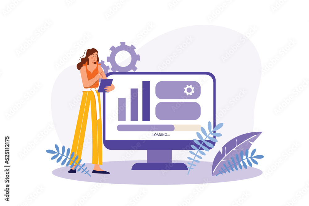 Optimize website concept with people scene in the flat cartoon style ...