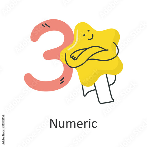 Numeric vector illustration isolated on white background. Flat Illustration style design.