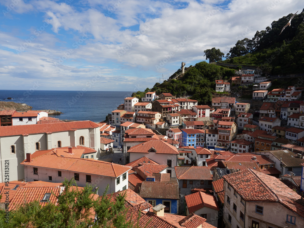 Panoramica sobre ria de Asturias con vista del mar