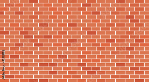 Red bricks wall seamless pattern. Red wall texture Vector stock