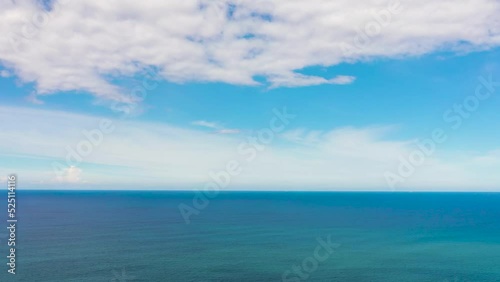 Wallpaper Mural Surface of blue ocean with waves and blue sky with cloud, aerial view. Water cloud horizon background. Blue sea water with waves against sky. Torontodigital.ca