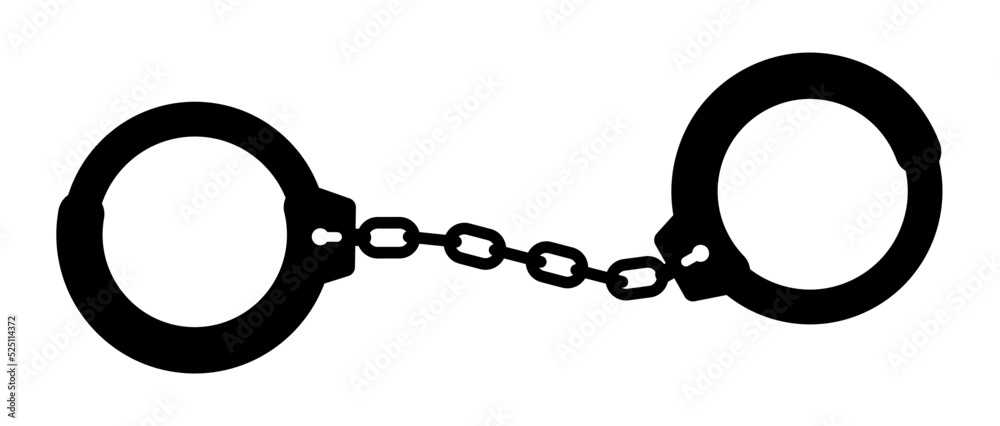 Handcuff vector black icon police prison illustration. Handcuffs arrest icon jail cuffs. Handcuff vector black icon police prison illustration. Handcuffs arrest icon jail cuffs.