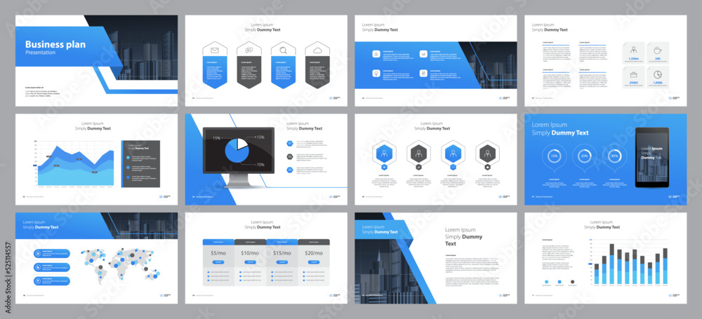 business presentation template design backgrounds and page layout design for brochure, book, magazine, annual report and company profile, with info graphic elements graph design concept