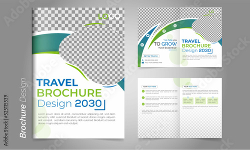 Green and white bifold brochure template