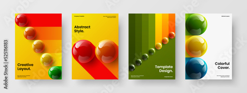 Isolated realistic spheres banner layout collection. Colorful corporate cover design vector illustration composition.