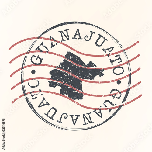 Guanajuato, Mexico Stamp Map Postal. Silhouette. Passport Round Design. Vector Icon. Design Retro Travel National Symbol.