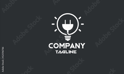 minimal electric bulb logo template