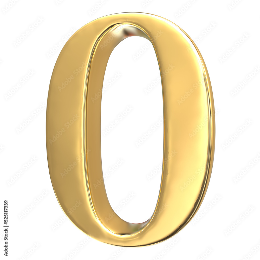 Number 0 golden 3d render Number 0 golden 3d render