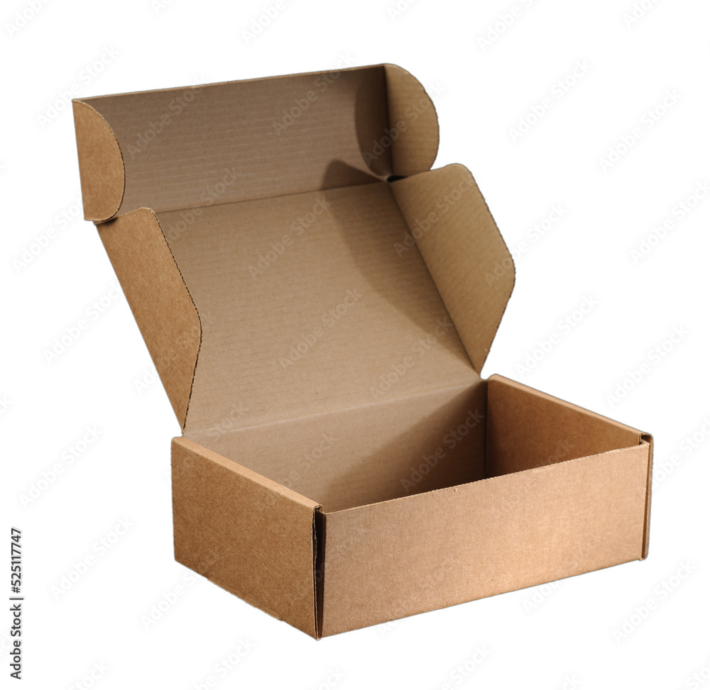 mockup empty cardboard box isolated on white background