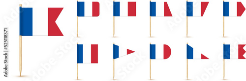 Fotografie, Obraz France toothpick flag isolated on wood stick with white paper