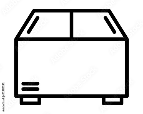 Refrigerator flat line icon. Freezer, Cold food storage, frige, coolbox. Outline sign mascara for mobile concept and web design, store