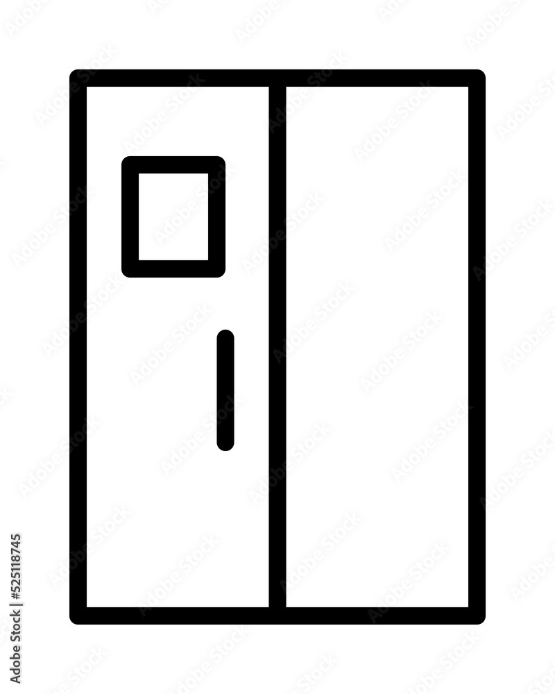Refrigerator flat line icon. Freezer, Cold food storage, frige, coolbox. Outline sign mascara for mobile concept and web design, store Refrigerator flat line icon. Freezer, Cold food storage, frige, coolbox. Outline sign mascara for mobile concept and web design, store