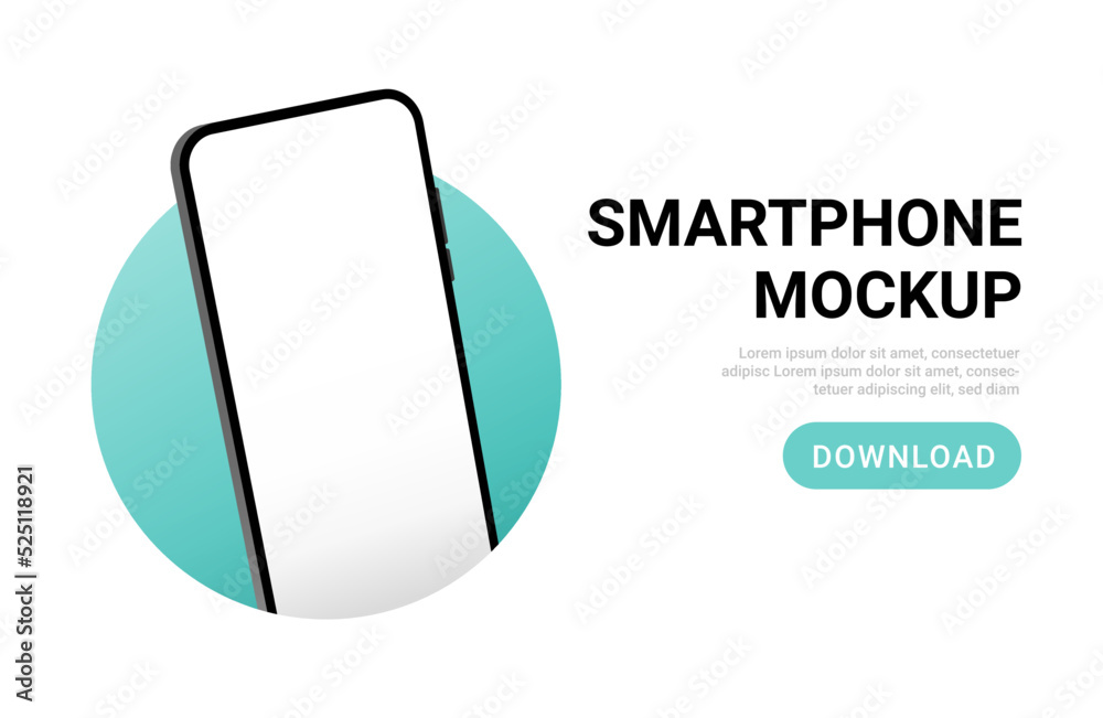 Smartphone mockup vector screen cell phone 3d. Smart phone mockup background isolated template