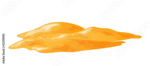 Pile of sand in cartoon, sandy dune in desert or at beach. Heap of building material. Vector illustration