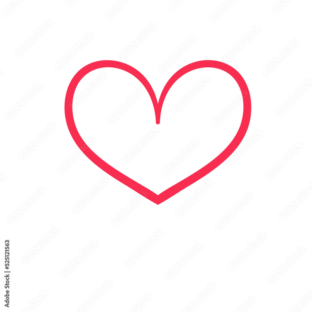 Red heart shaped hand drawn line drawing For adorning the love of a young couple. Red heart shaped hand drawn line drawing For adorning the love of a young couple.