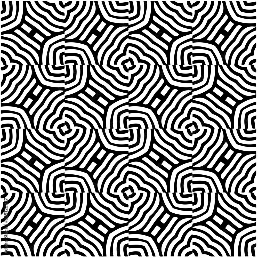 Design seamless monochrome geometric pattern. Abstract background. Vector art.Perfect for site backdrop, wrapping paper, wallpaper, textile and surface design. 