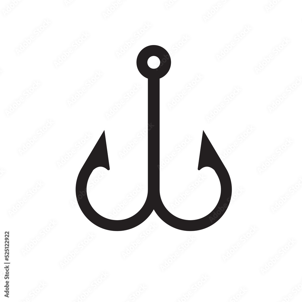 Vector Fishing Hooks For Hanging Lures. isolate on white background. Vector Fishing Hooks For Hanging Lures. isolate on white background.