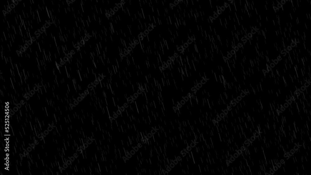 heavy raining rain drops with wind effect on black screen