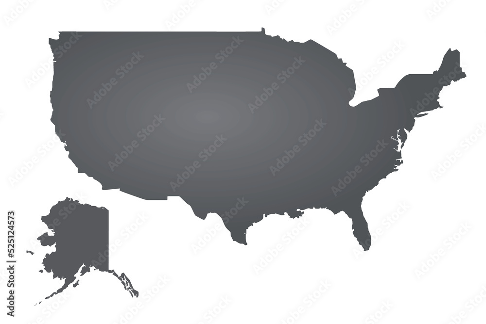 USA (with Alaska) grey map. vector illustration