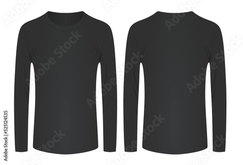 Black tee long sleeve t shirt. vector