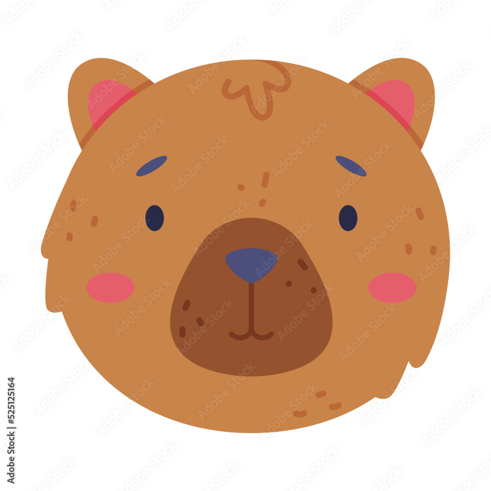 Head of baby bear cute wild animal. Nursery decoration, card or invitation design cartoon vector illustration Head of baby bear cute wild animal. Nursery decoration, card or invitation design cartoon vector illustration
