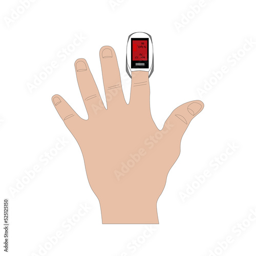 Equipo medico  Uso del oximetro digital en un dedo de la mano  frecuencia cardíaca  saturación de oxigeno  latidos por minuto  signos vitales