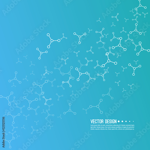 Vector abstract background with atoms, molecular structures. The concept of technical and medical innovation.