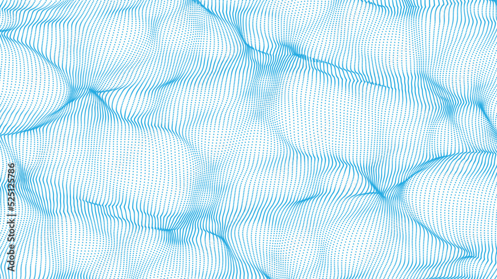 Vector particle waves. Ocean  abstract aerial view . Smooth waves of dots. Elegant particle flow. Elegant technology background for futuristic designs.
