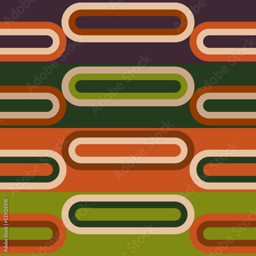 Retro 1970s Super Graphics Modernist Geometric Design. Geometric Abstract Design In Retro Colors.