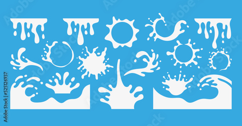 Set of Milk splash and yogurt liquid drop with various shape vector design
