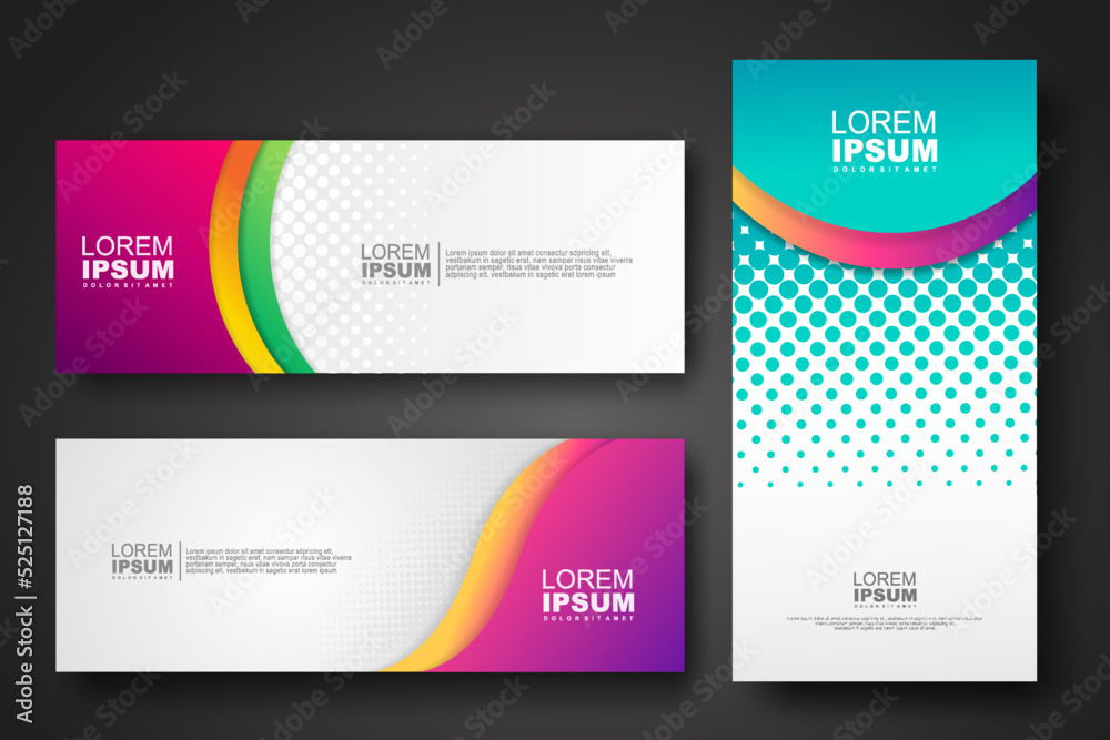Fototapeta premium Banner set design template in trendy dynamic gradient colors