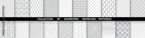 Geometric set of seamless gray and white patterns. Simpless vector graphics.